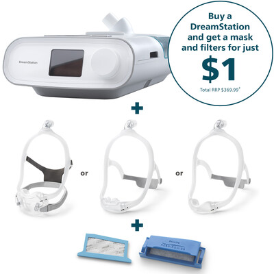 Philips DreamStation Auto CPAP Machine with Humidifier, Heated Tube, Mask & Filters Promo