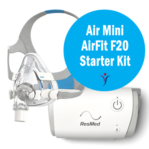 ResMed AirMini & AirFit F20 Full Face Mask Bedside Starter Kit - SML 